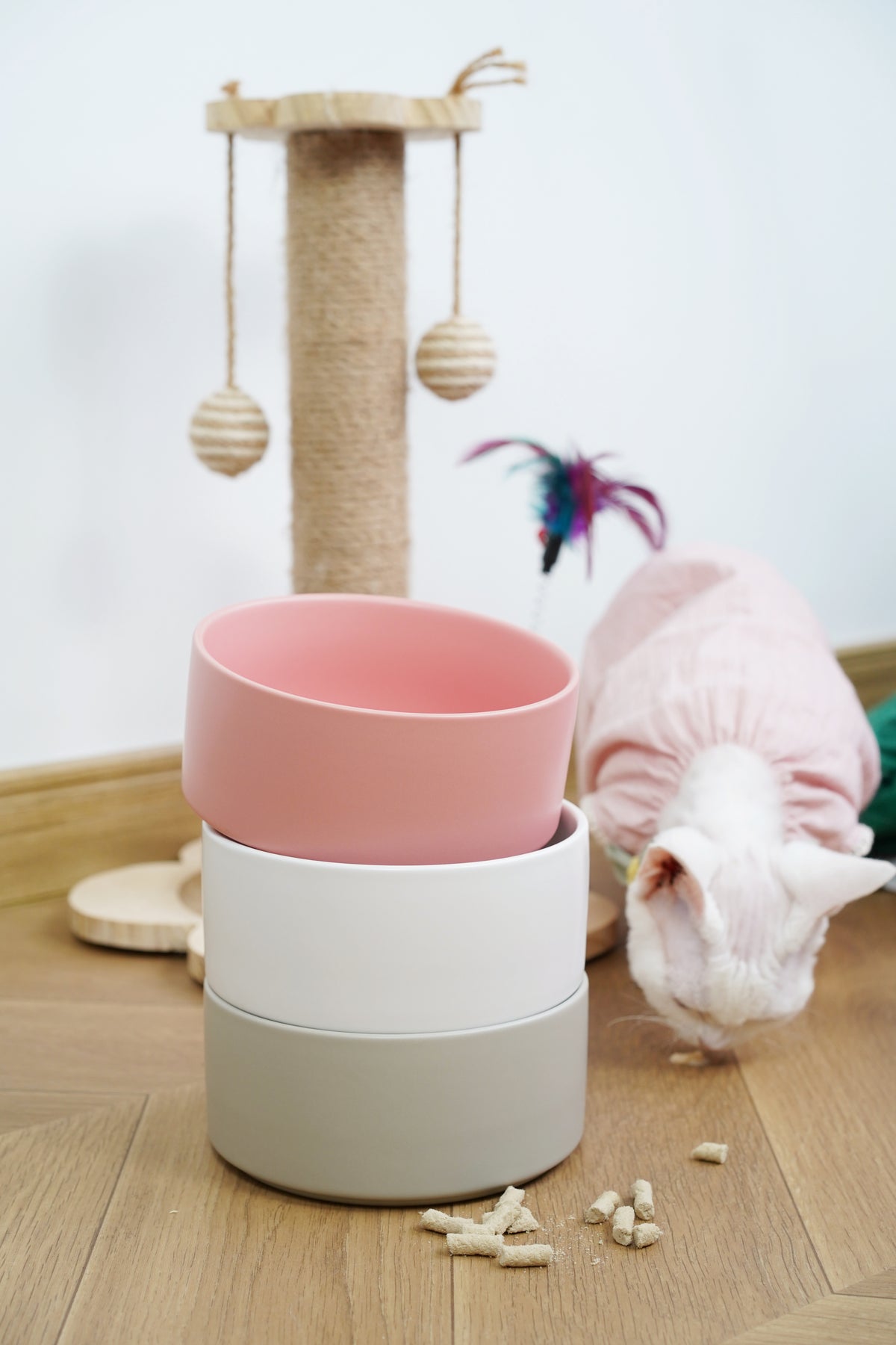 Sophie's Classic Twin Pet Bowl - Bamboo Embrace (Pebble Gray)