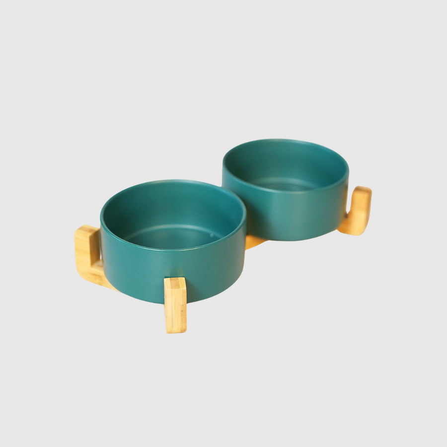 Sophie's Classic Twin Pet Bowl - Bamboo Embrace (Forest Green)